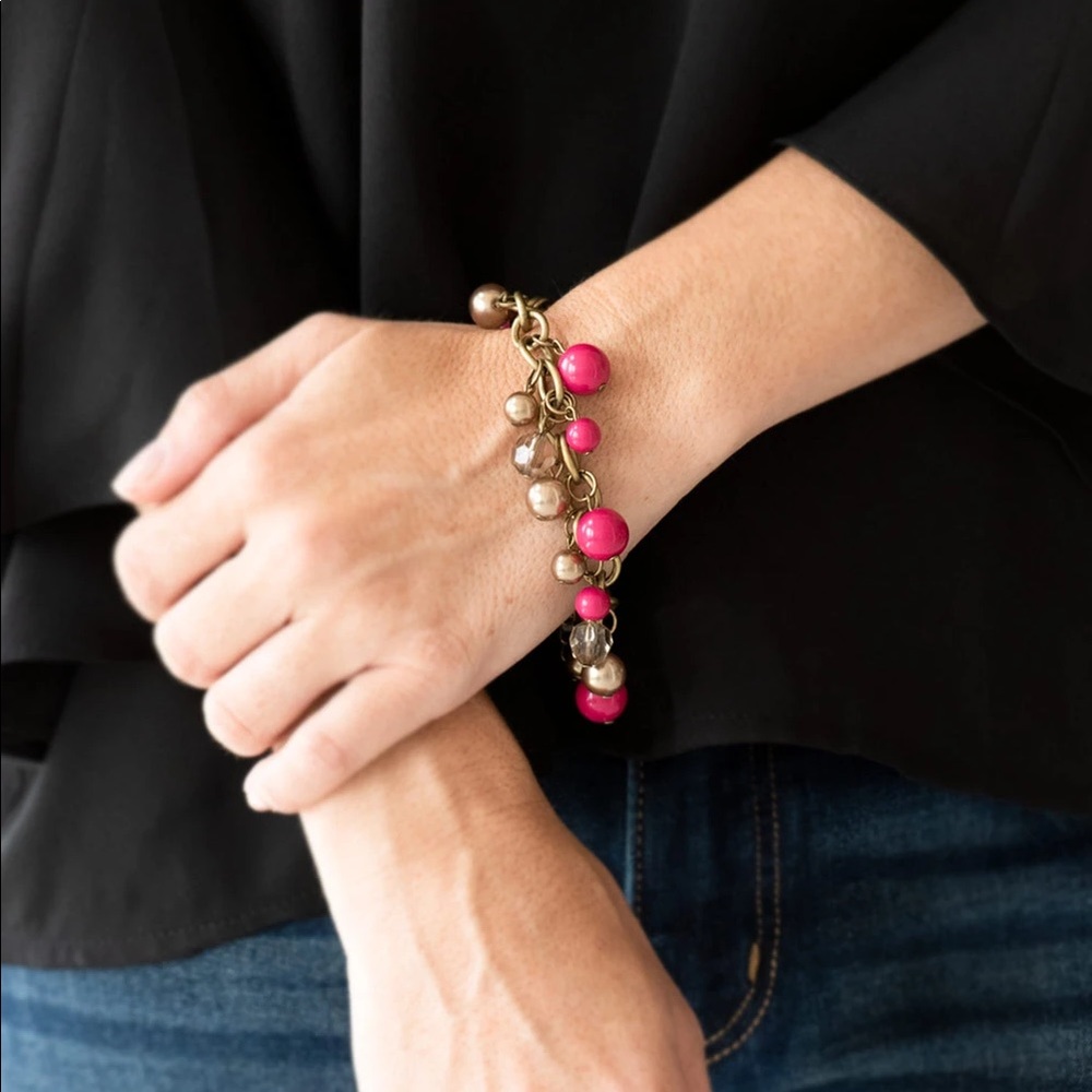 Brass and Pink Bracelet